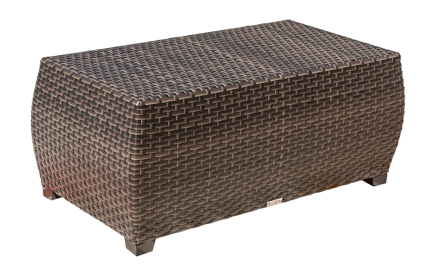 Outdoor coffee table with tempered glass included made from commercial quality thick wicker weave pattern