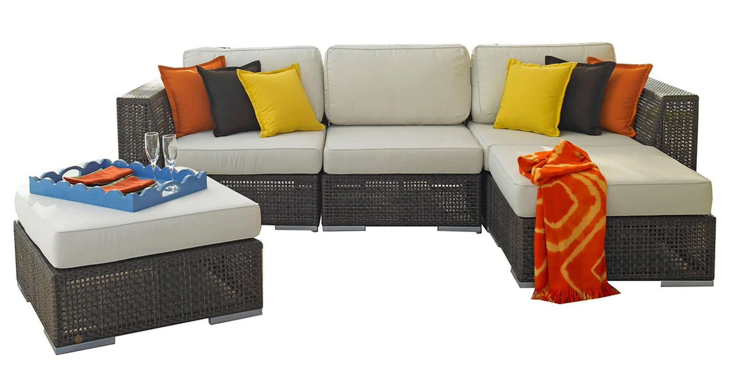 Fully Assembled 5-Piece Contemporary Outdoor Wicker Sectional Deep Seating Group Set