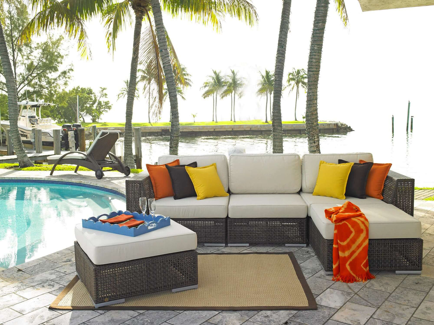 Fully Assembled 5-Piece Contemporary Outdoor Wicker Sectional Deep Seating Group Set