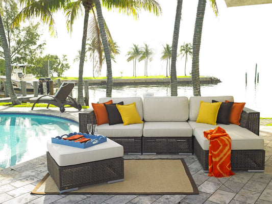 Fully Assembled 5-Piece Contemporary Outdoor Wicker Sectional Deep Seating Group Set