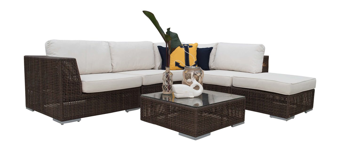 Fully Assembled 6-Piece Contemporary Outdoor Wicker Sectional Deep Seating Group Set