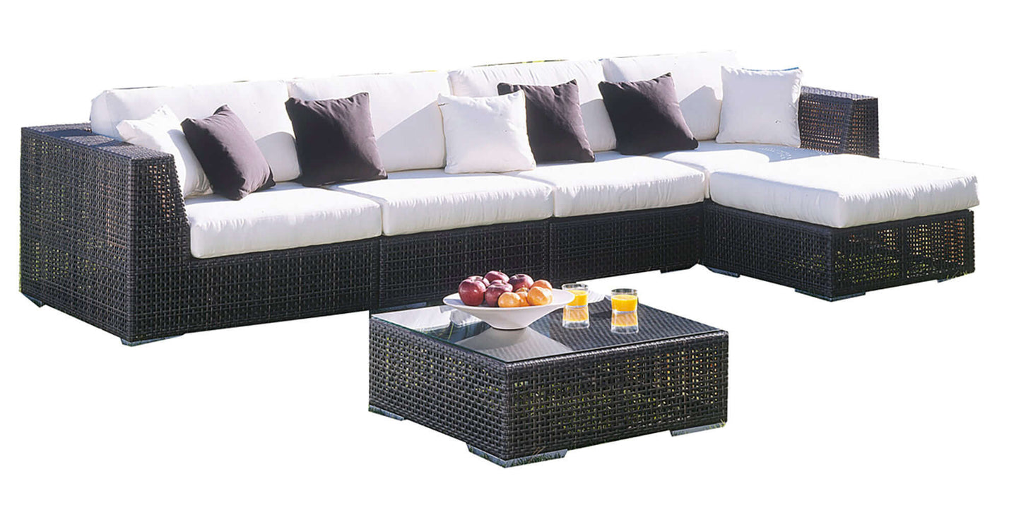 Fully Assembled 6-Piece Contemporary Outdoor Wicker Sectional Deep Seating Group Set