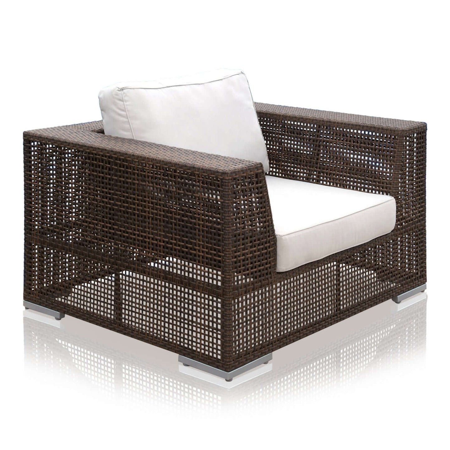 Outdoor wicker lounge chair with cushion