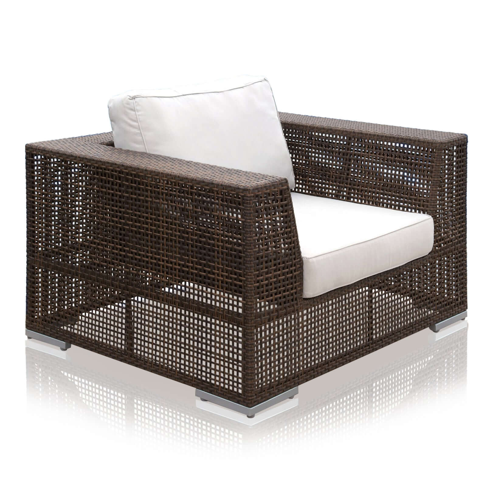 Outdoor wicker lounge chair with cushion