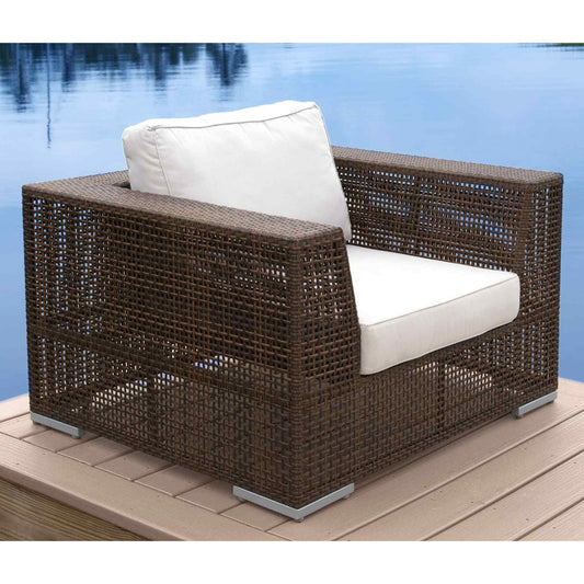 Outdoor wicker lounge chair with cushion