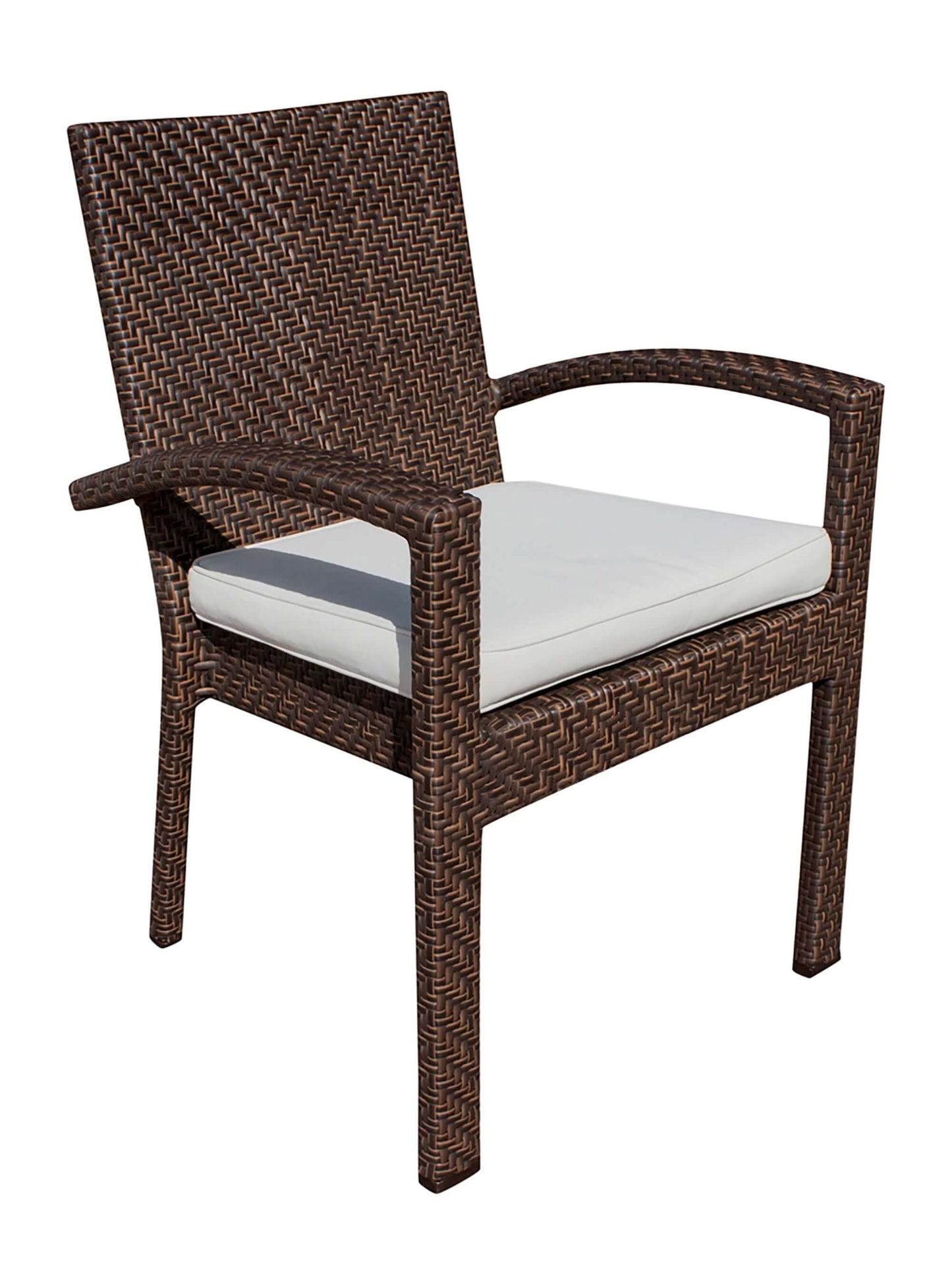 Outdoor stackable armchair with cushion