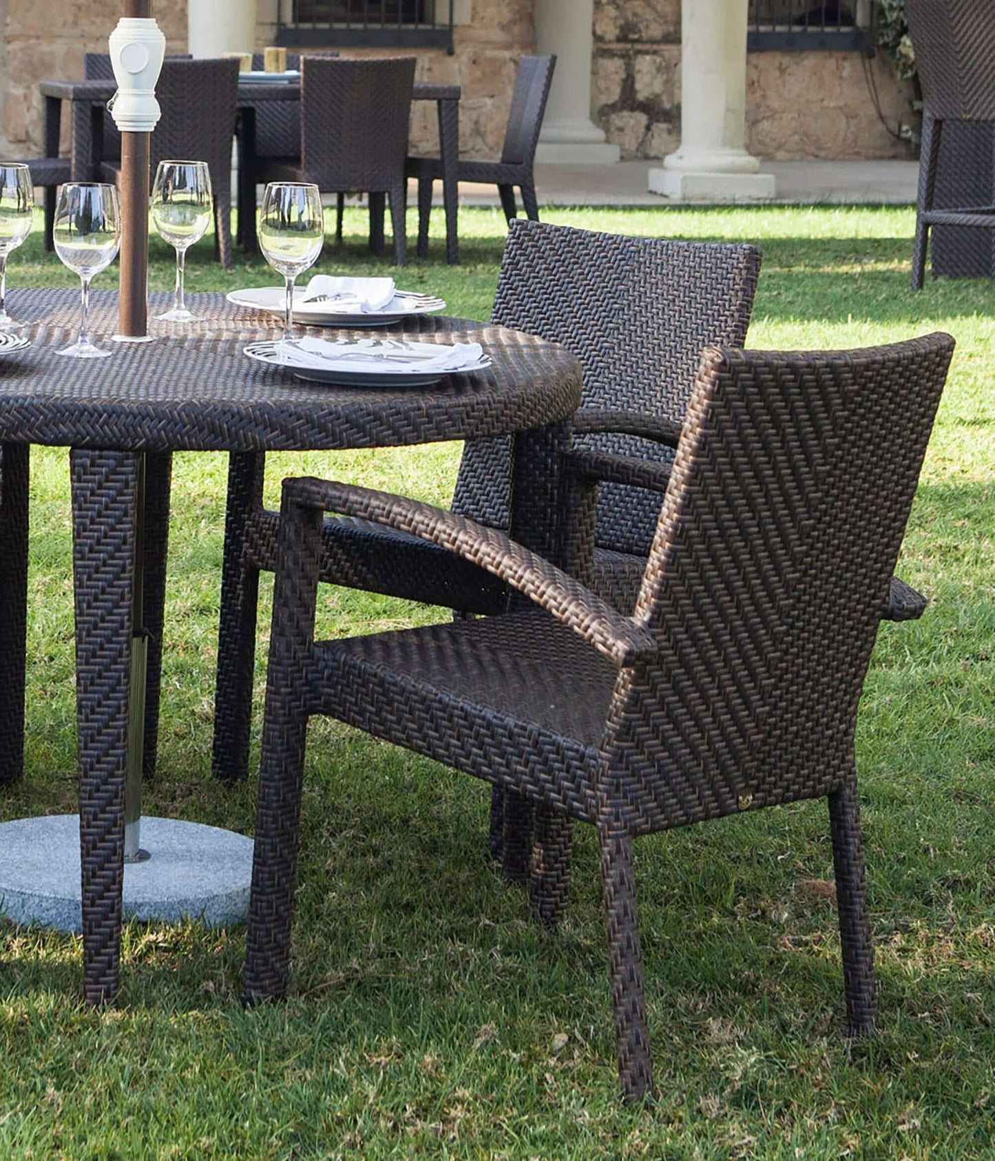 Outdoor stackable armchair