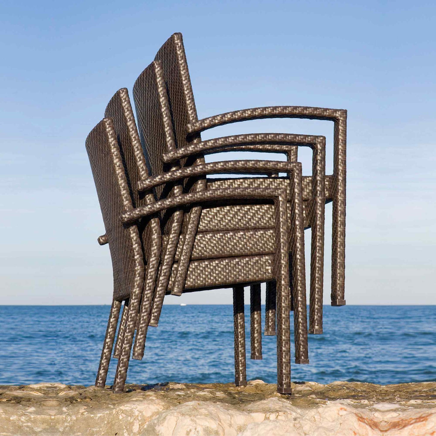 Outdoor stackable armchair