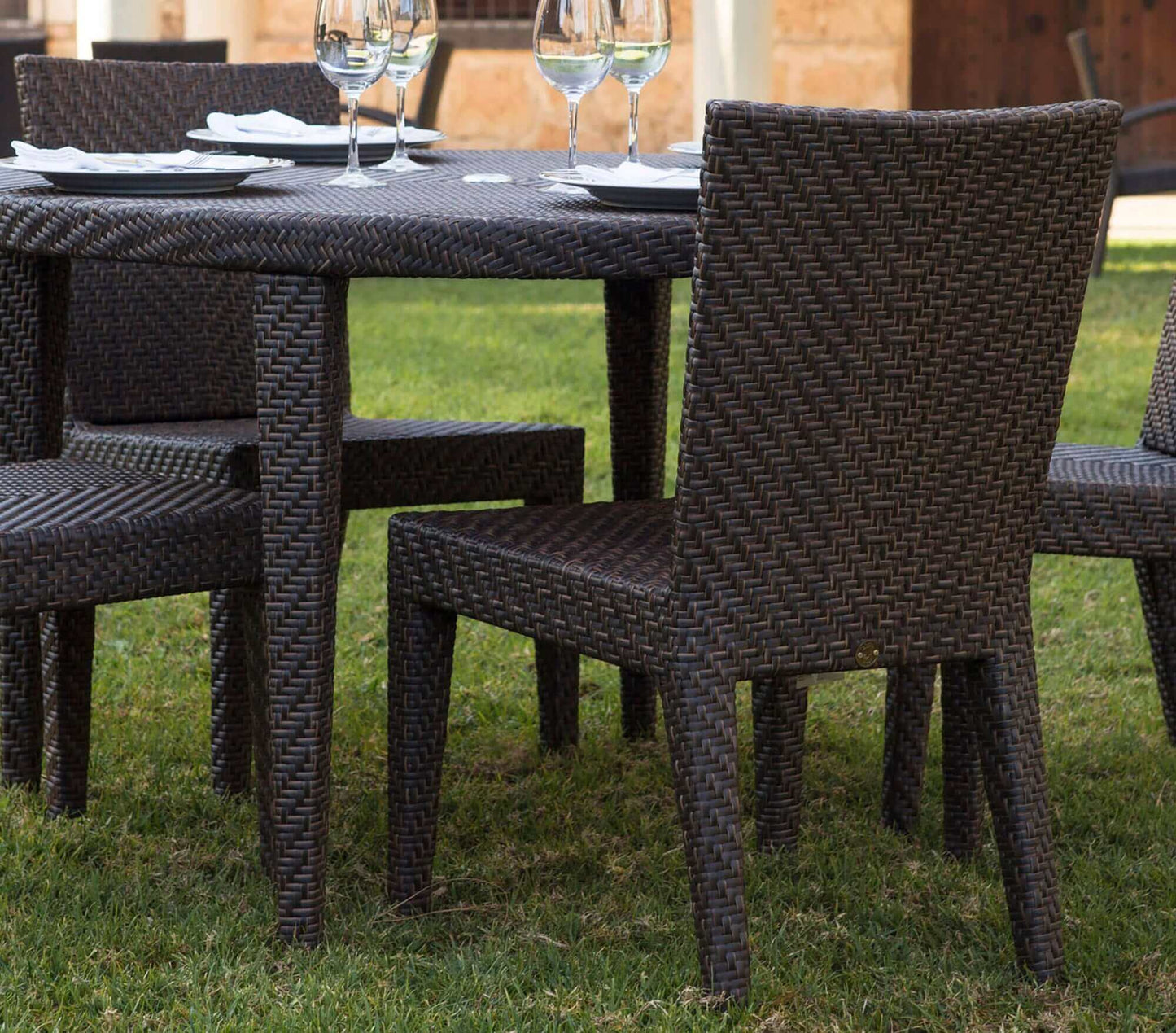Contemporary 5-Piece Outdoor Wicker Dining Set with Glass