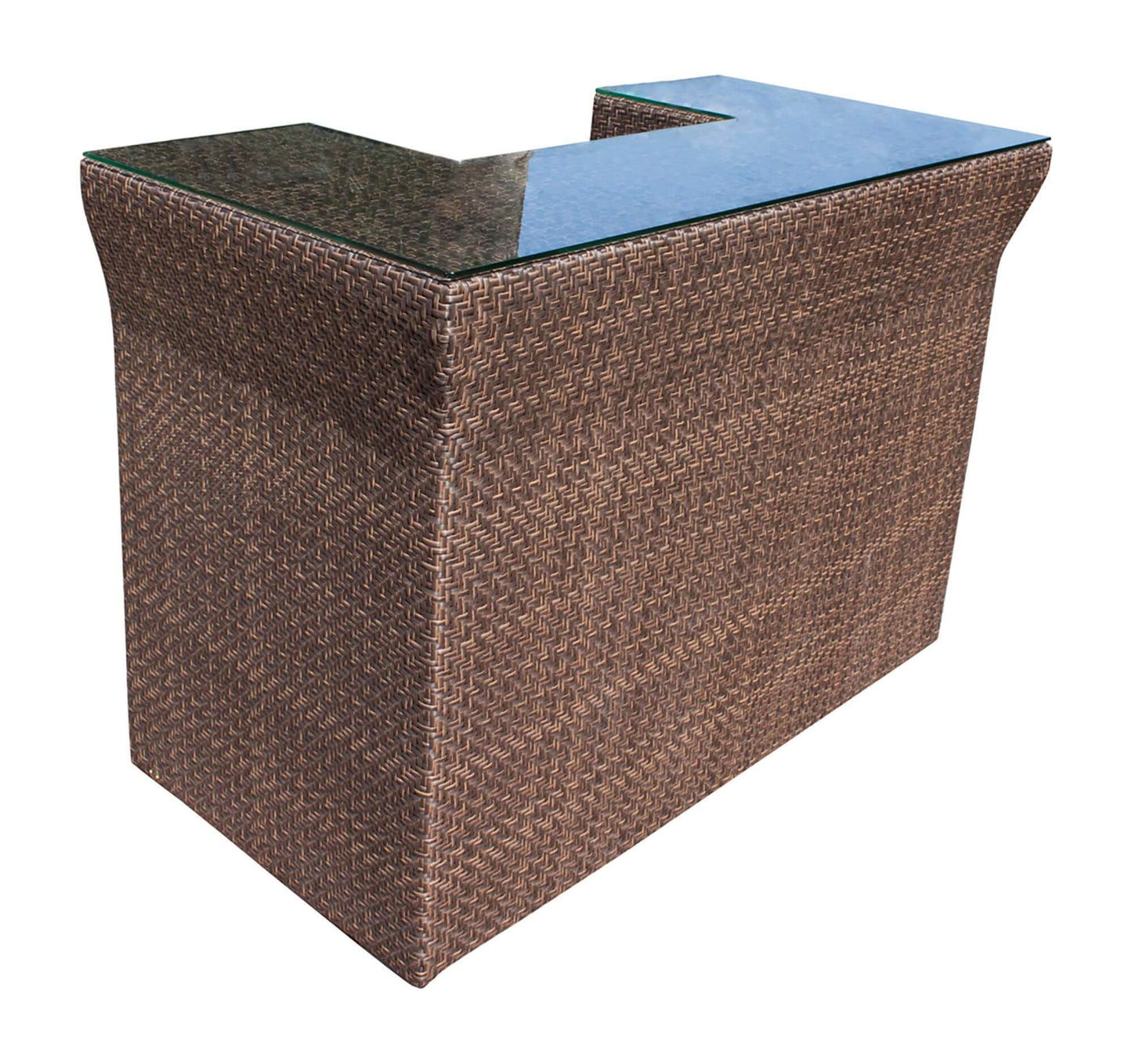 Contemporary outdoor bar with Plexiglas underneath wicker weave