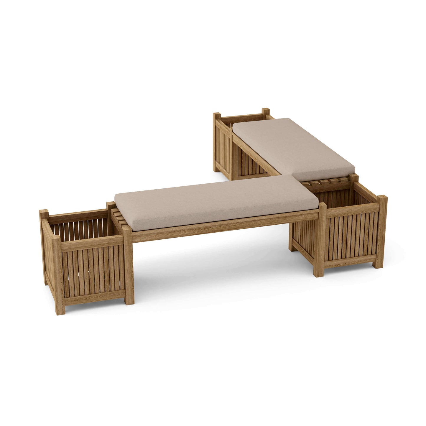 Anderson Teak Outdoor Planter Bench includes 2 benches and 3 planter boxes