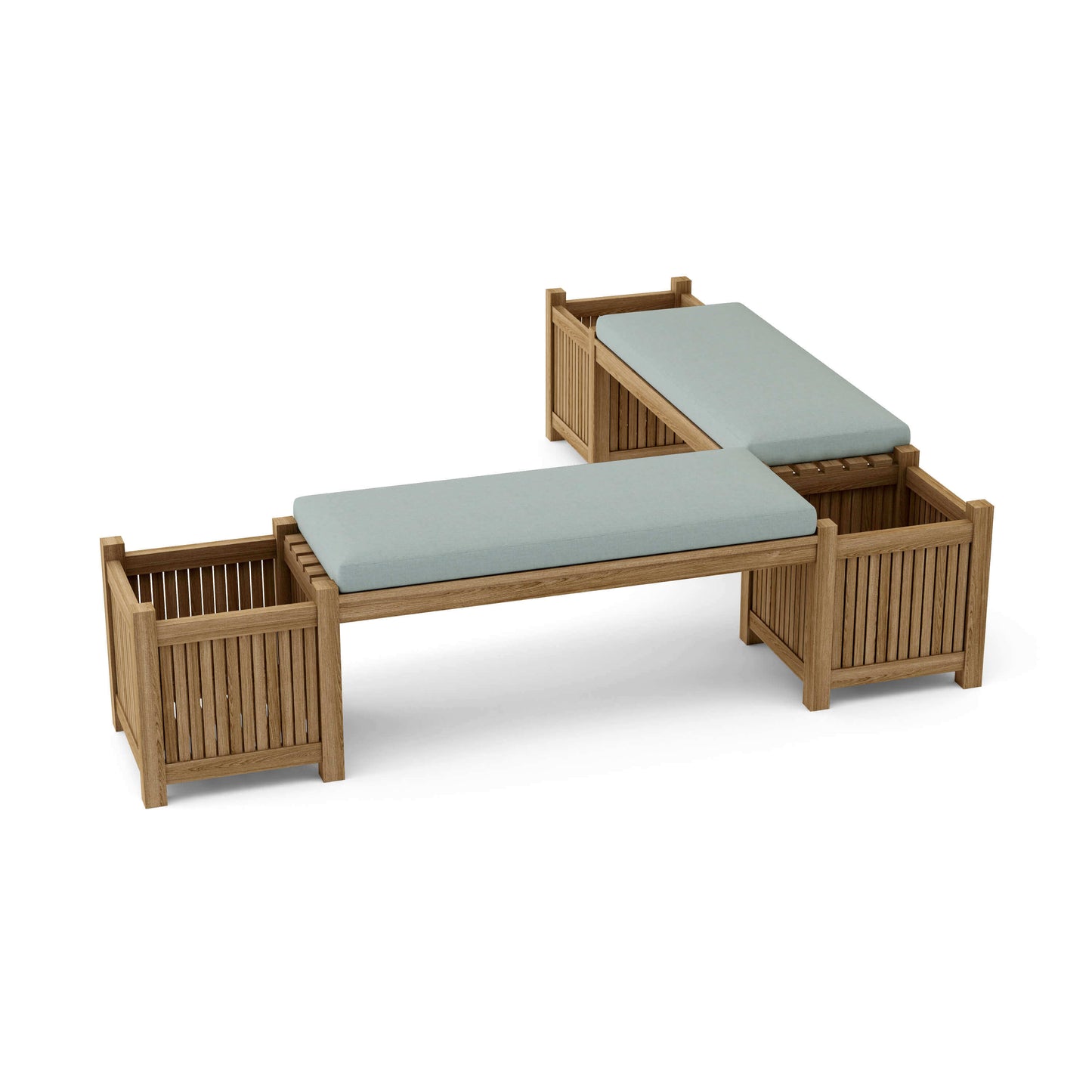 Anderson Teak Outdoor Planter Bench includes 2 benches and 3 planter boxes