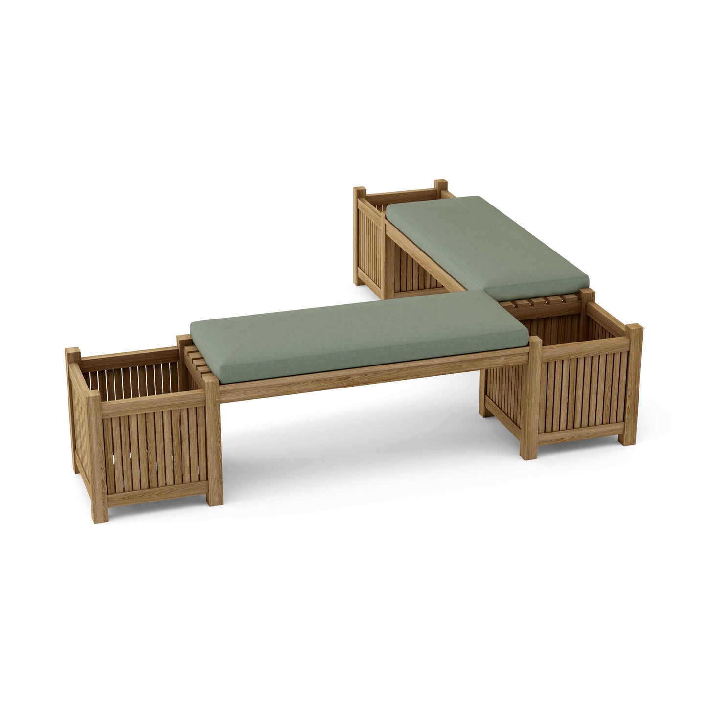 Anderson Teak Outdoor Planter Bench includes 2 benches and 3 planter boxes