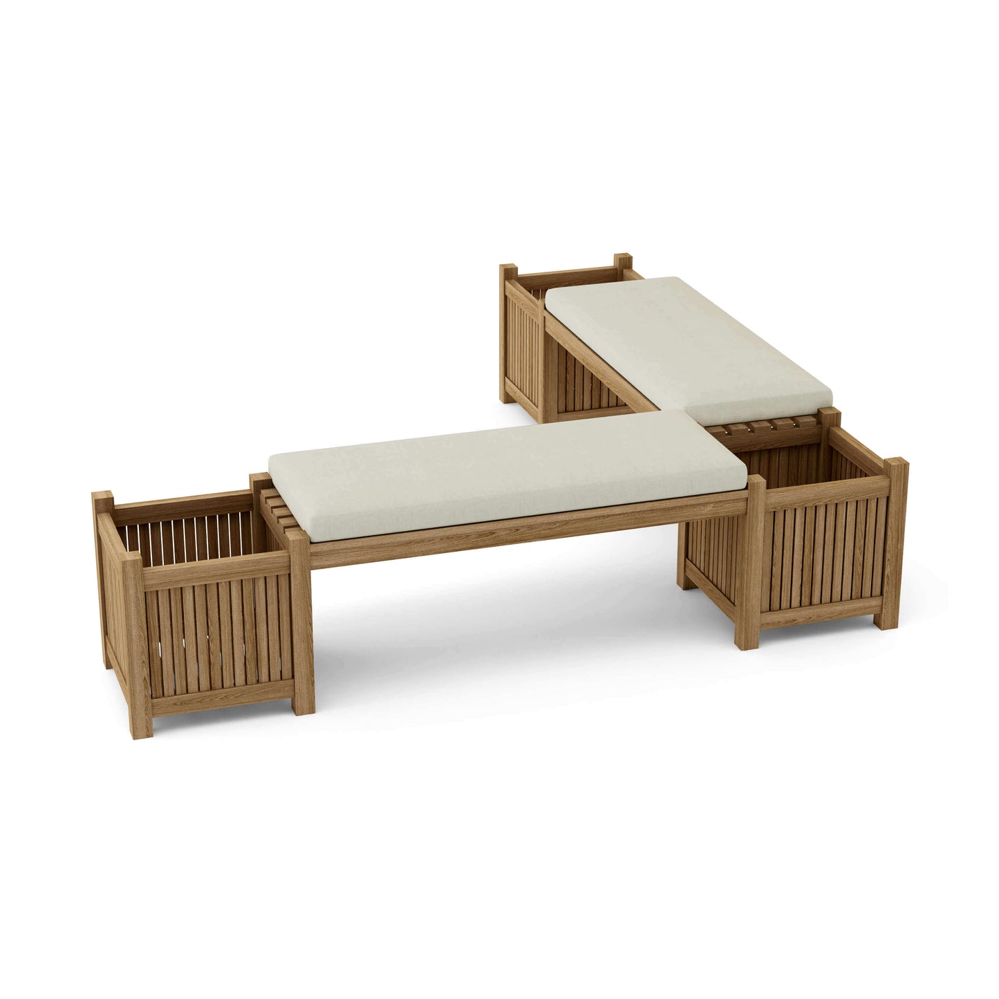 Anderson Teak Outdoor Planter Bench includes 2 benches and 3 planter boxes