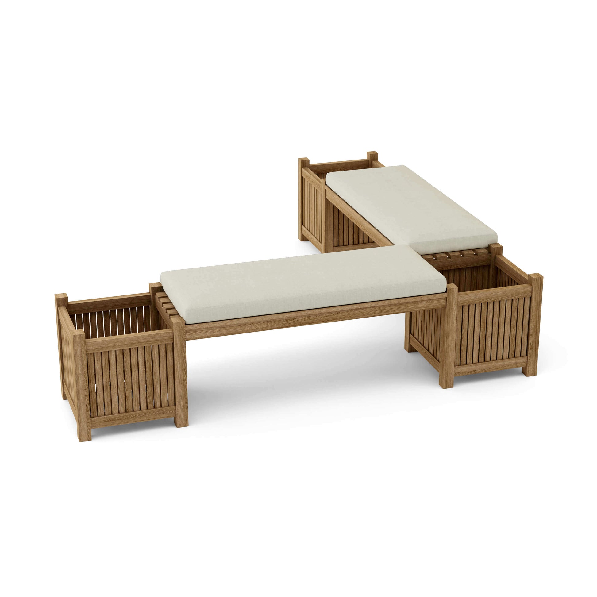 Anderson Teak Outdoor Planter Bench includes 2 benches and 3 planter boxes