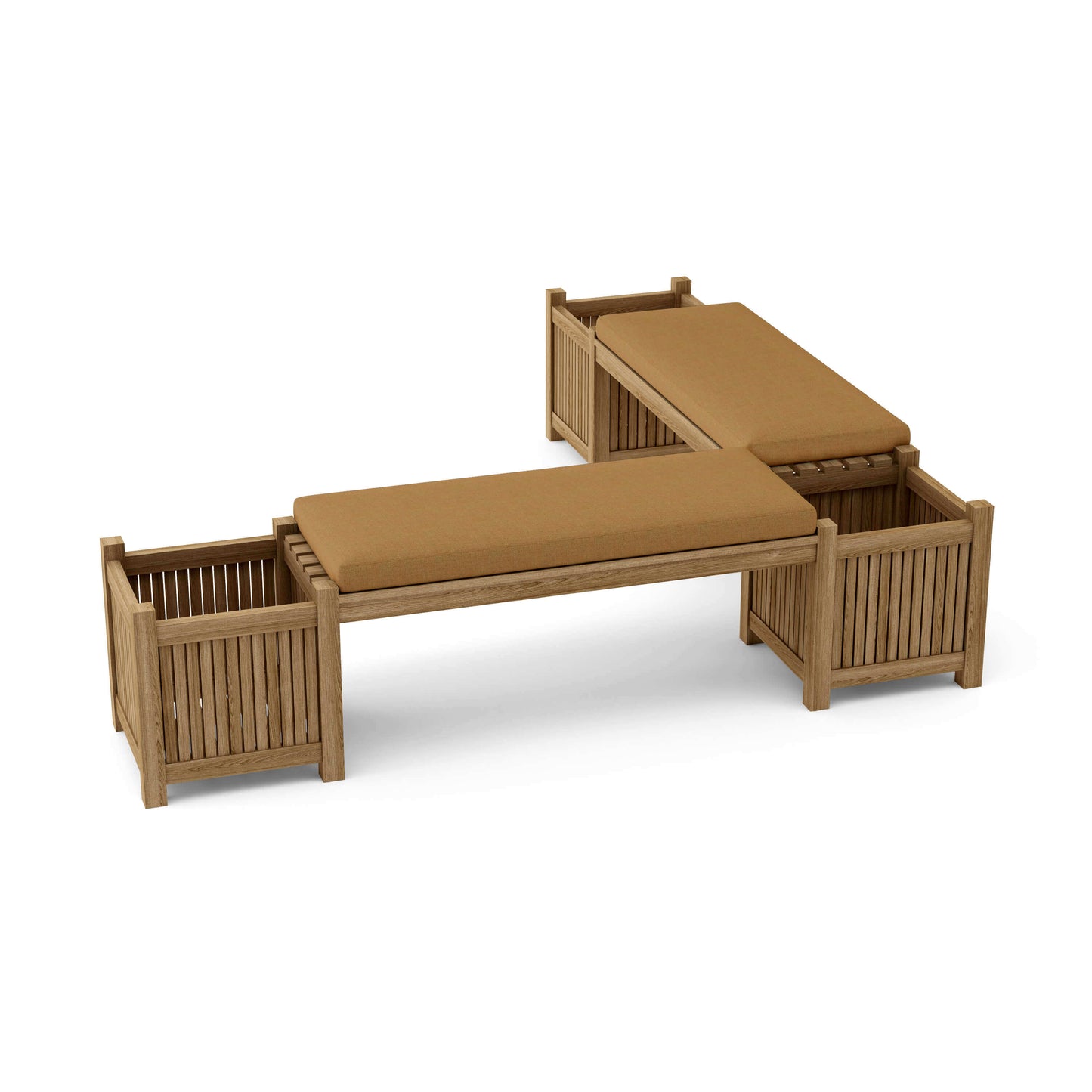 Anderson Teak Outdoor Planter Bench includes 2 benches and 3 planter boxes