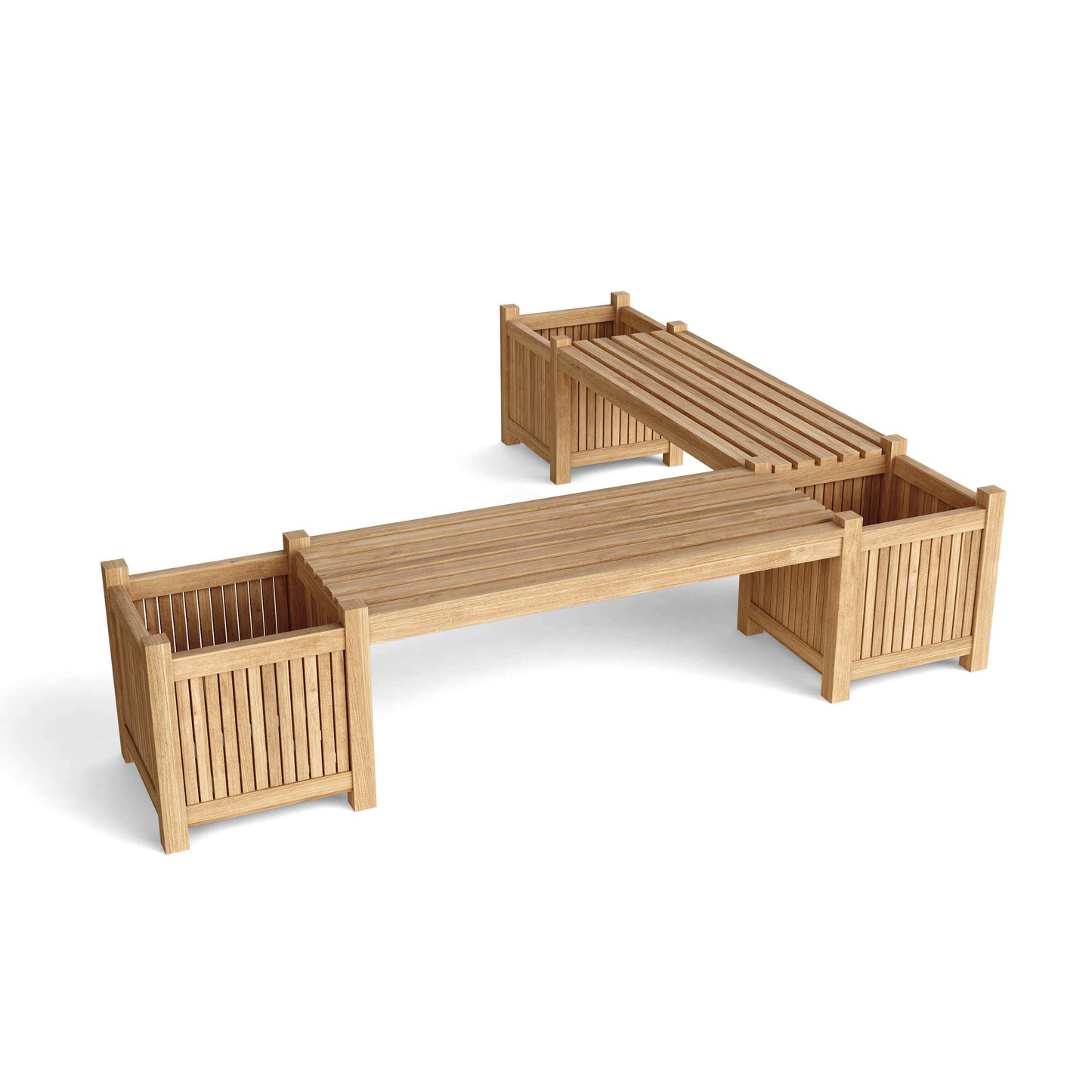 Anderson Teak Outdoor Planter Bench includes 2 benches and 3 planter boxes