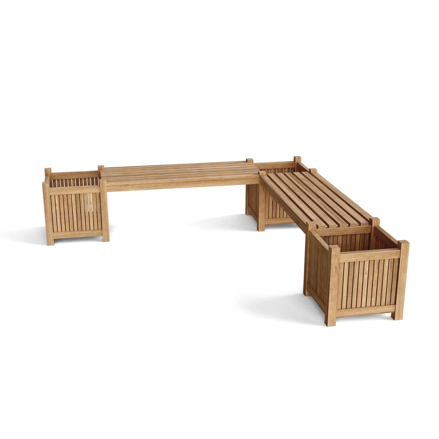 Anderson Teak Outdoor Planter Bench includes 2 benches and 3 planter boxes