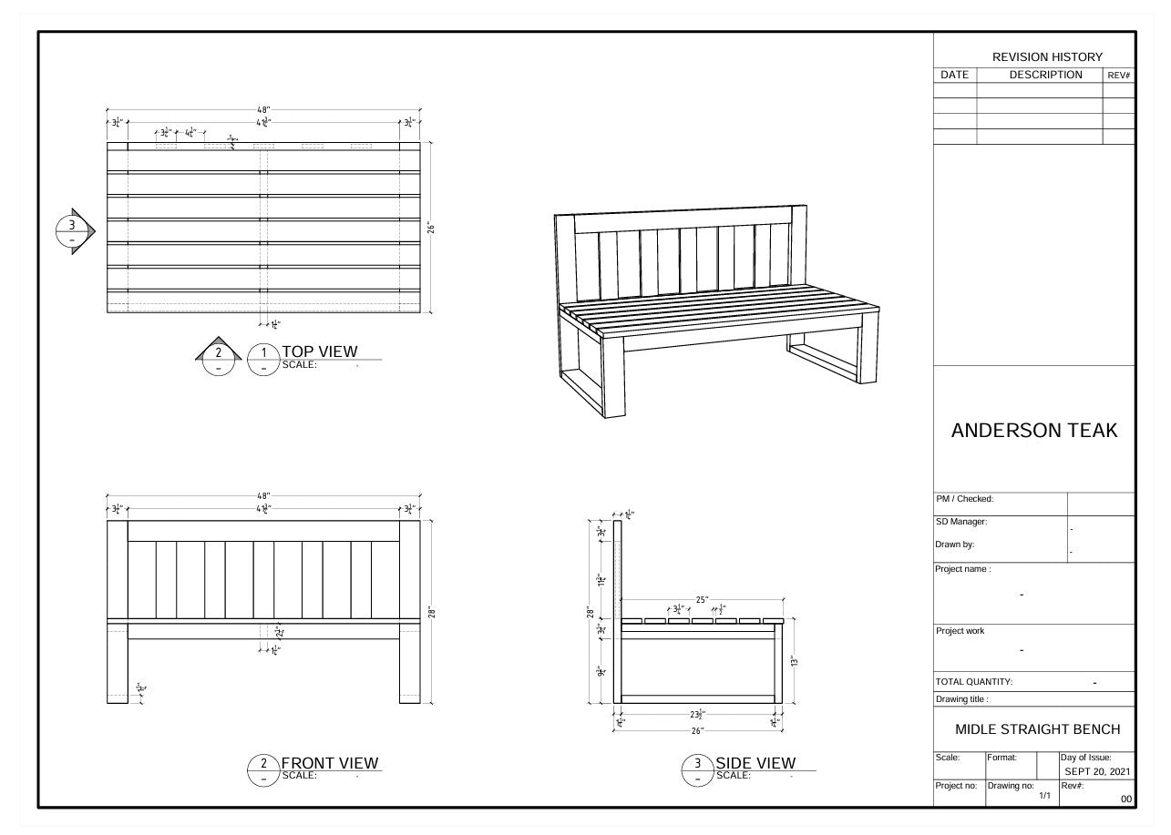 Teak wood straight modular deep seating outdoor bench with thick 5" Sunbrella outdoor cushions