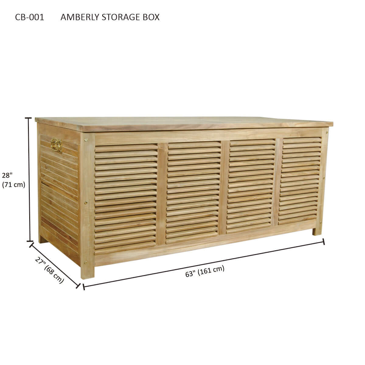 Teak wood outdoor storage box with hydraulic gas spring as an opening mechanism