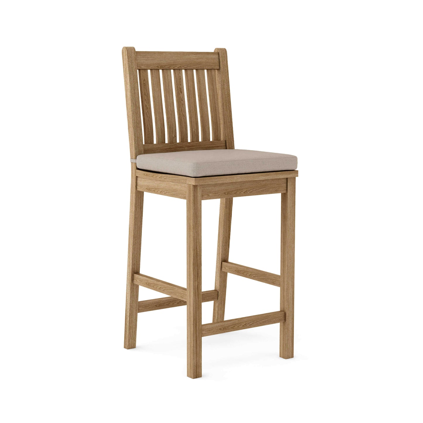 Anderson Teak outdoor wooden bar chairs with Sunbrella cushion options available