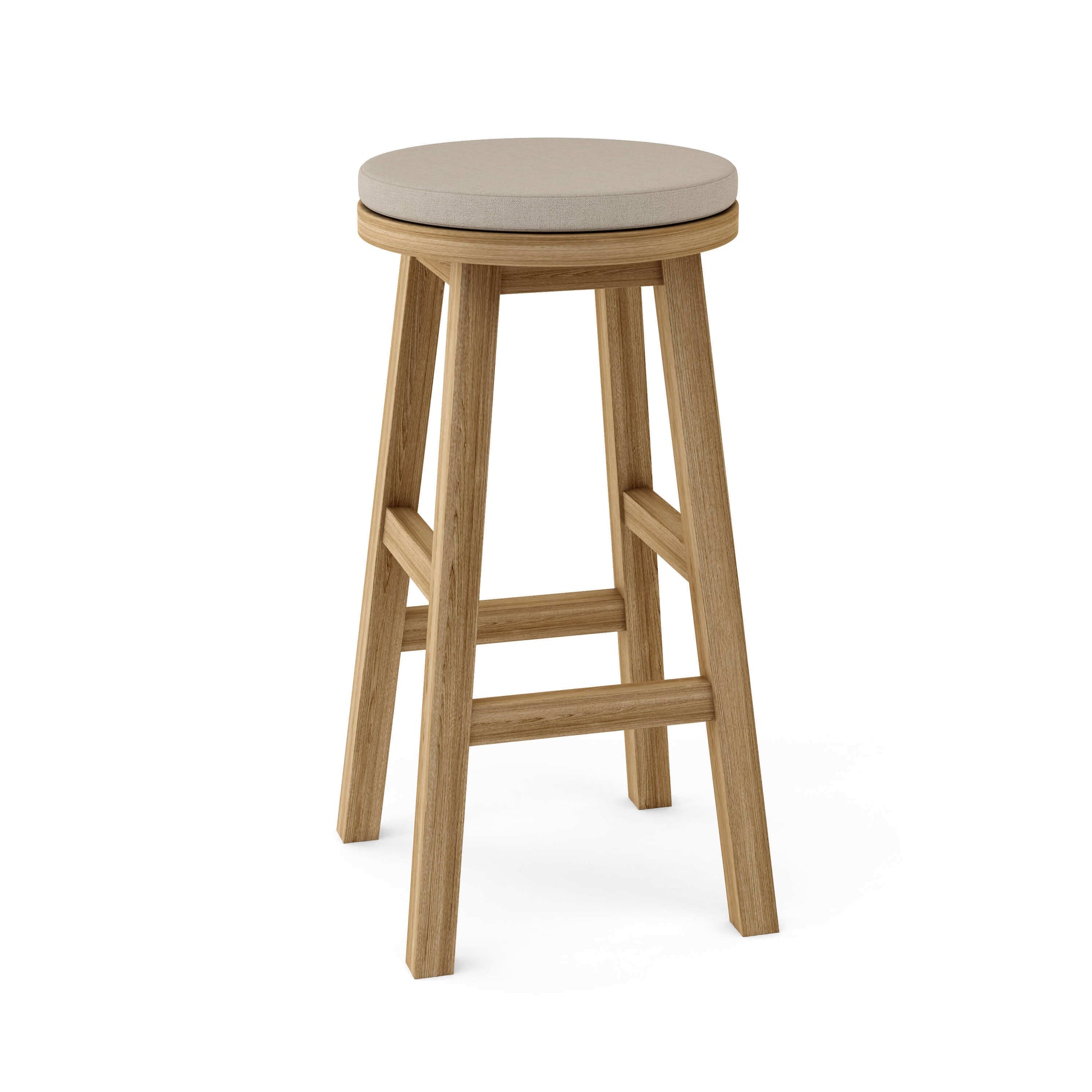 Anderson Teak Round Outdoor Bar Stool constructed from high-quality, weather-resistant teak wood
