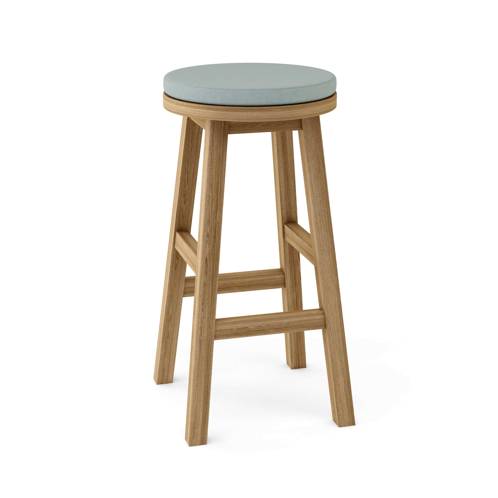 Anderson Teak Round Outdoor Bar Stool constructed from high-quality, weather-resistant teak wood