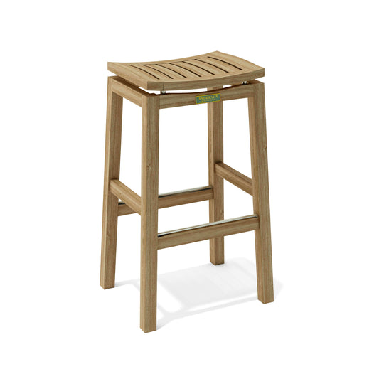 Teak wood backless outdoor bar stools