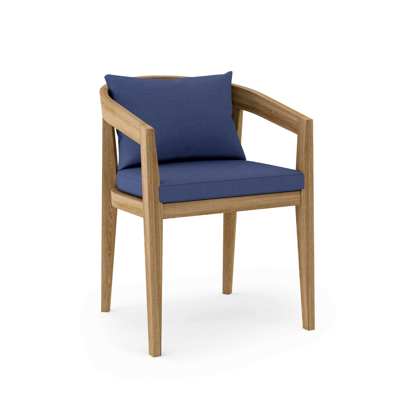 Teak outdoor dining chair with all-weather Sunbrella cushions