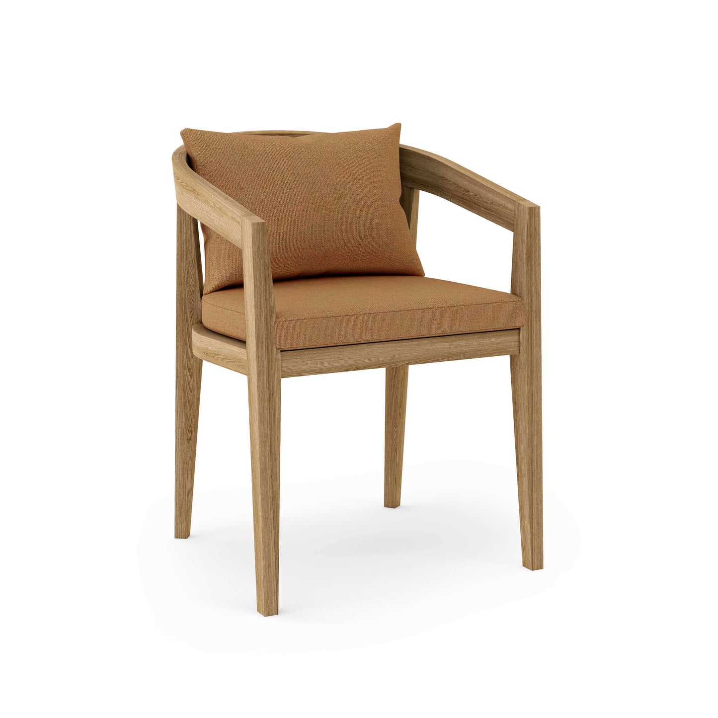 Teak outdoor dining chair with all-weather Sunbrella cushions