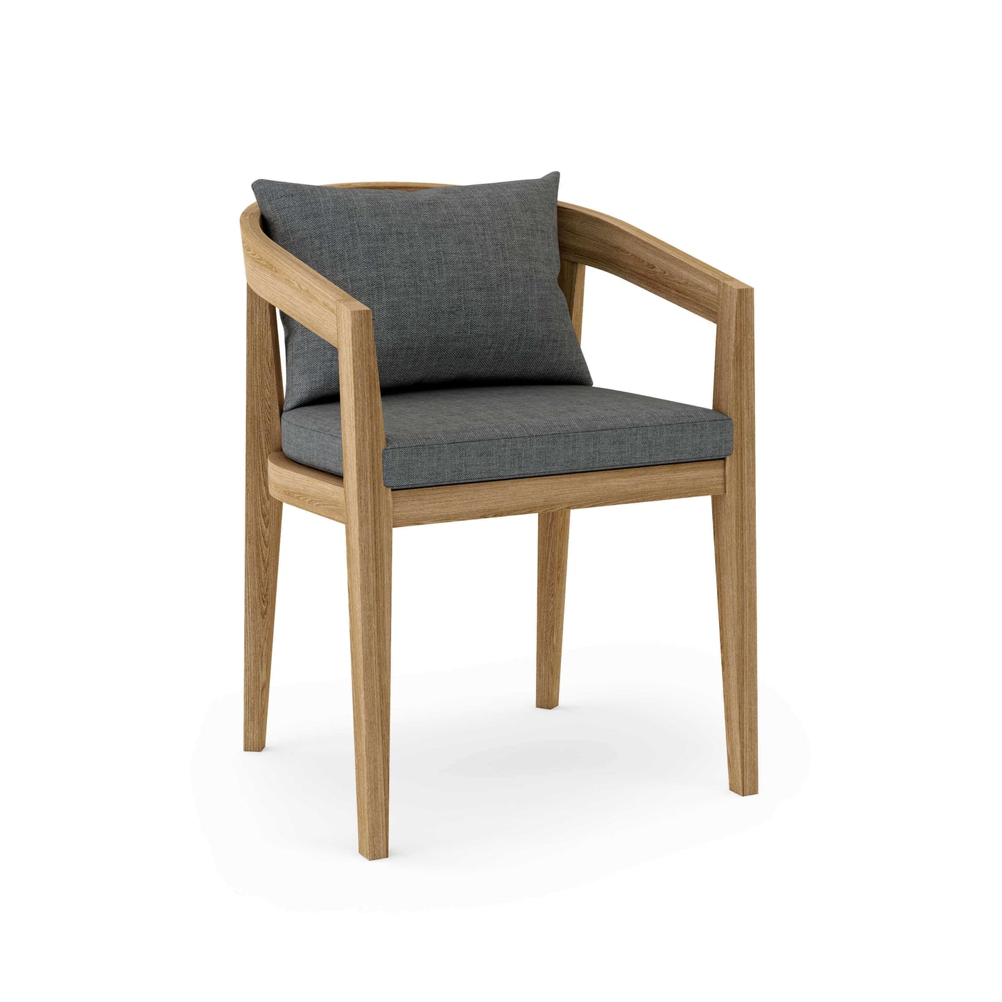 Teak outdoor dining chair with all-weather Sunbrella cushions
