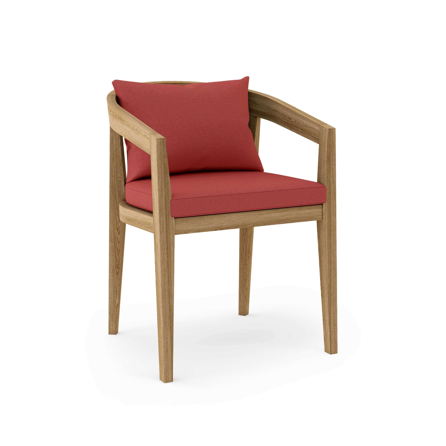 Teak outdoor dining chair with all-weather Sunbrella cushions