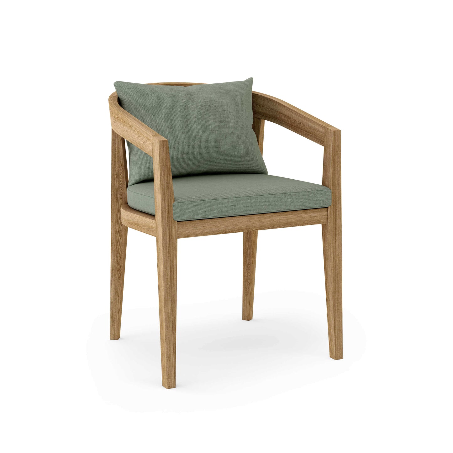 Teak outdoor dining chair with all-weather Sunbrella cushions