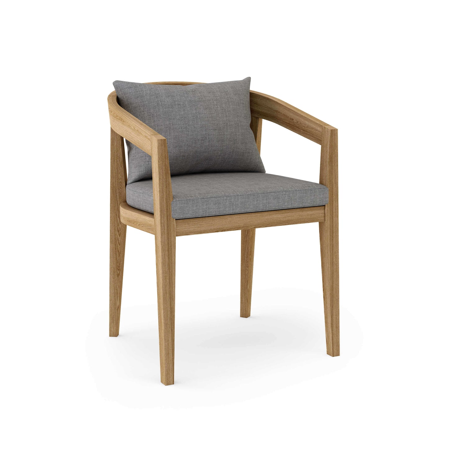 Teak outdoor dining chair with all-weather Sunbrella cushions