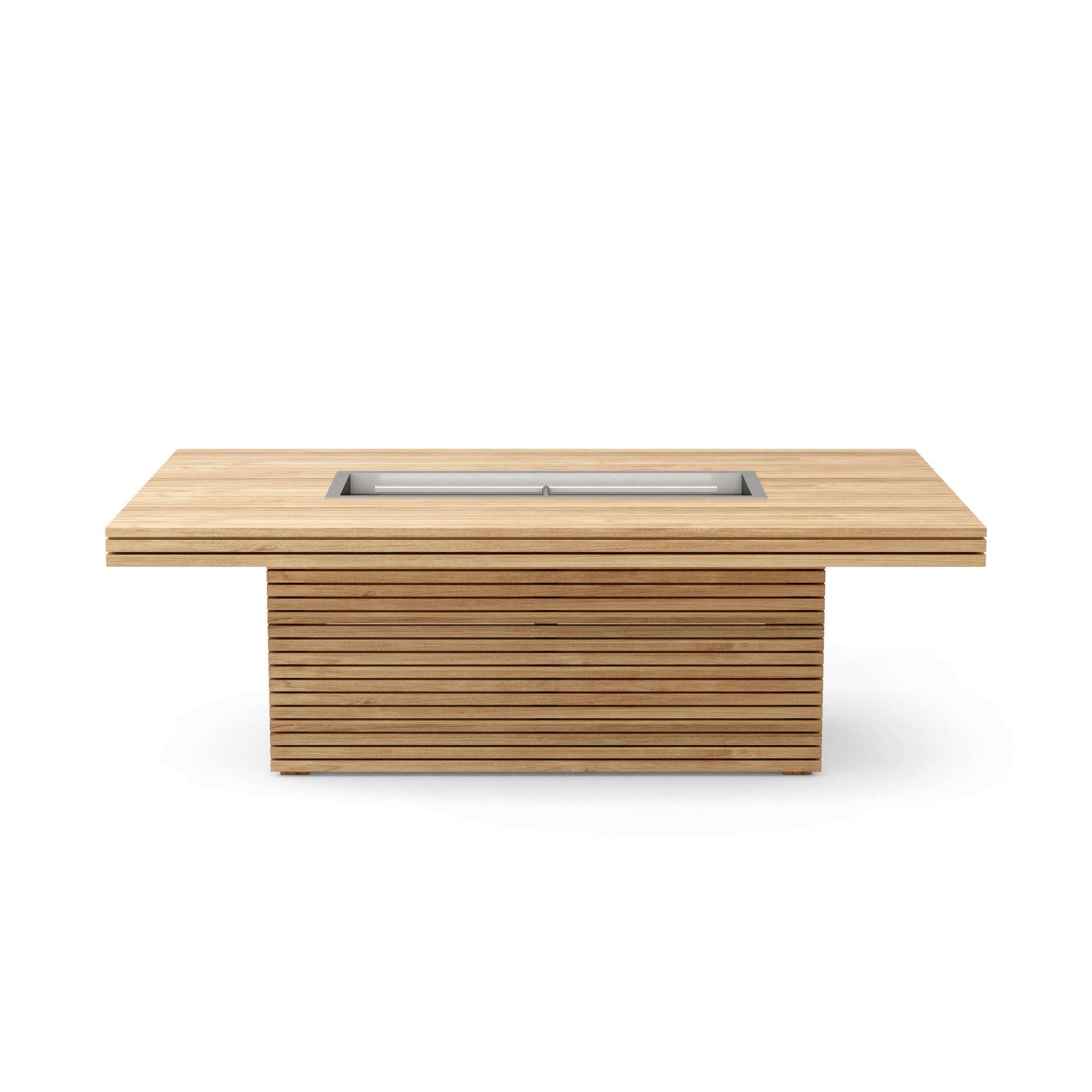 Anderson Teak Louvre Rectangular Propane Gas Fireplace Coffee Table crafted from premium teak wood