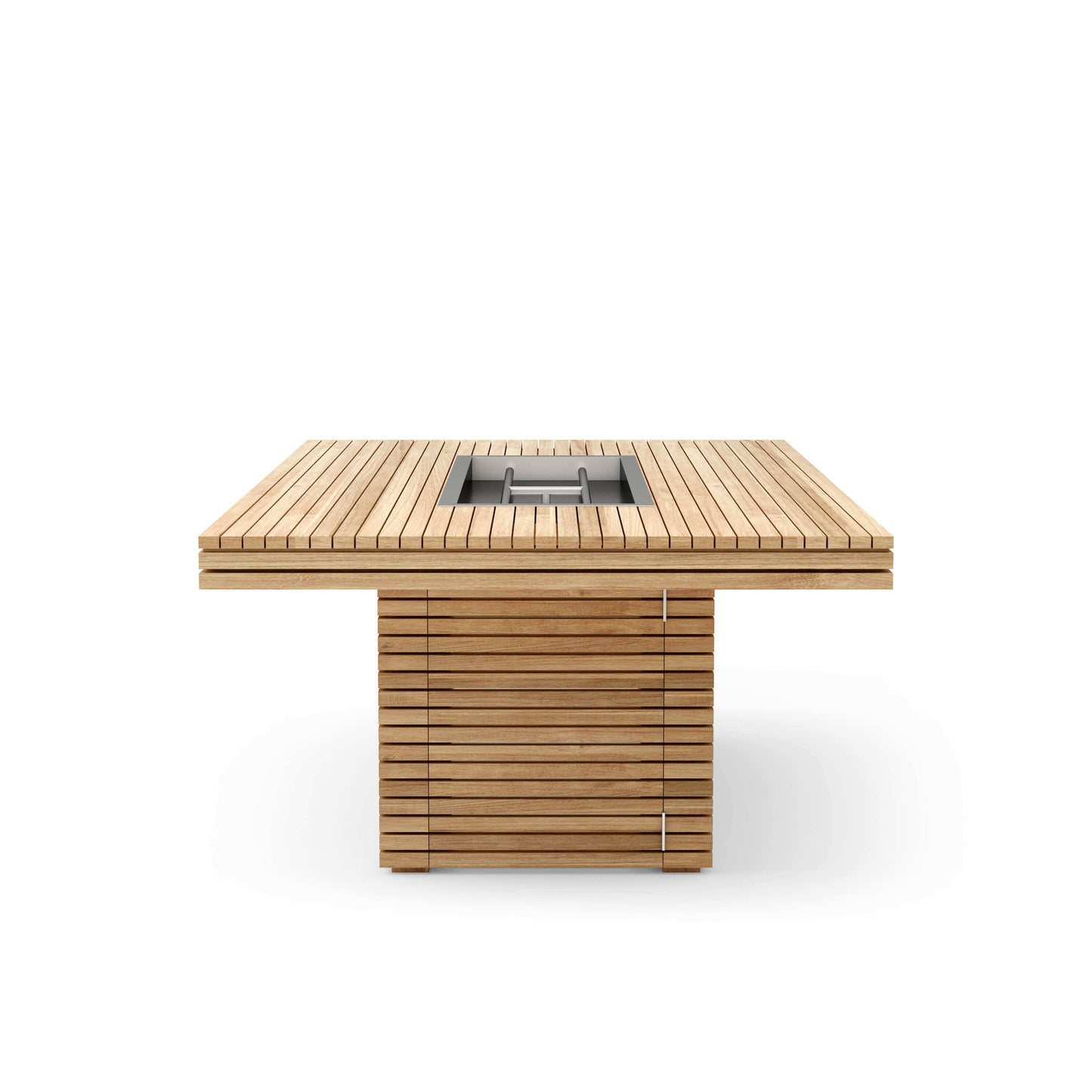 Anderson Teak Louvre Rectangular Propane Gas Fireplace Coffee Table crafted from premium teak wood