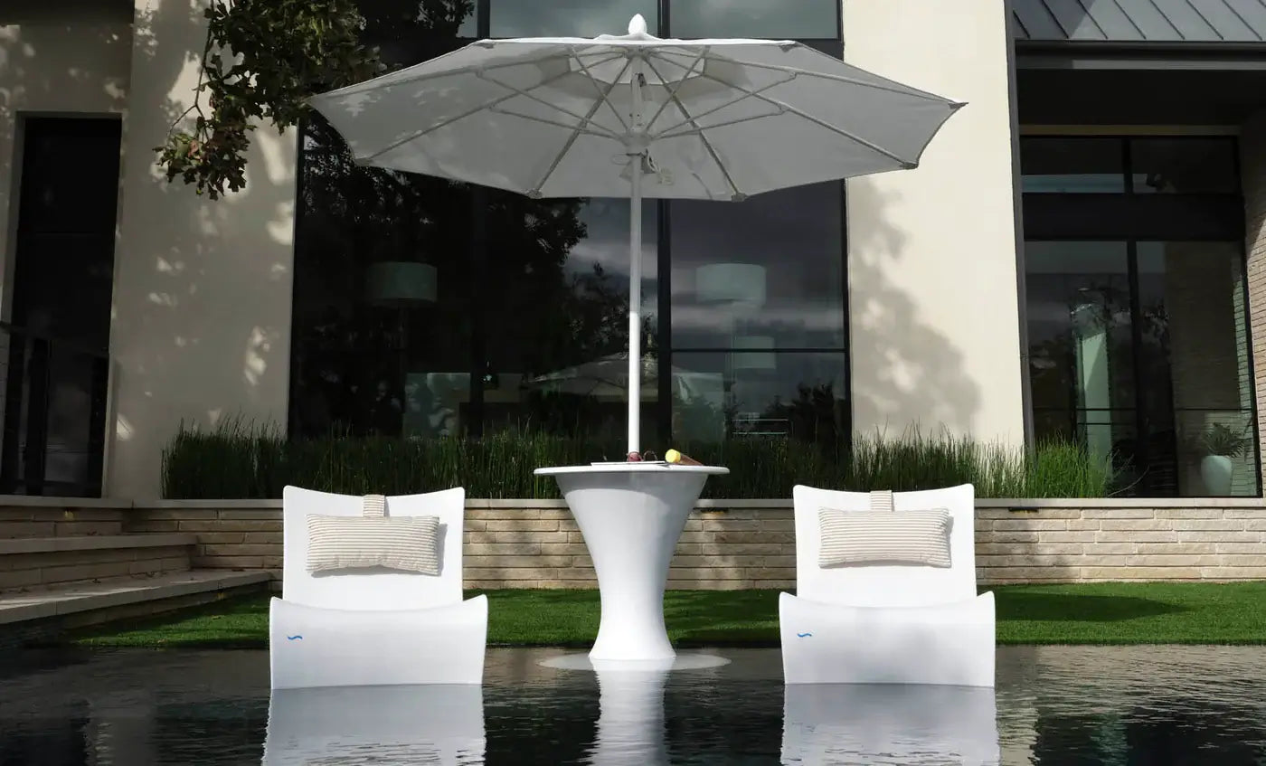 Ledge Lounger Autograph Chair is perfect for shallow water depths up to 12 inches (30 cm) on your pool’s tanning ledge, baja shelf, or sun shelf, or as a stylish addition to your deck, this chair combines luxurious comfort with modern functionality.