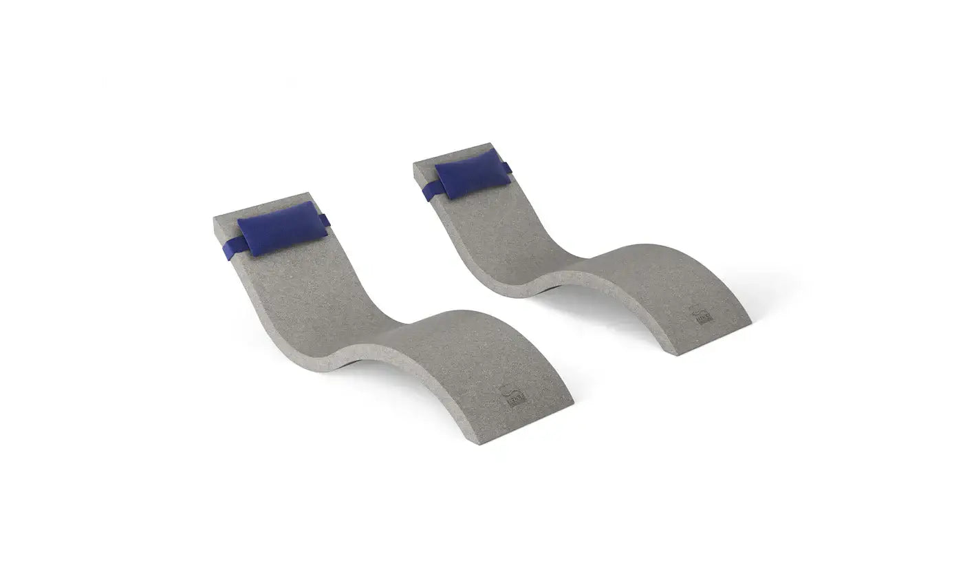 This luxurious set includes two Signature In-Pool Chaise Loungers and two matching Headrest Pillows, designed for ultimate comfort on your pool’s tanning ledge, baja shelf, or sun shelf with water depths of 0-9 inches.