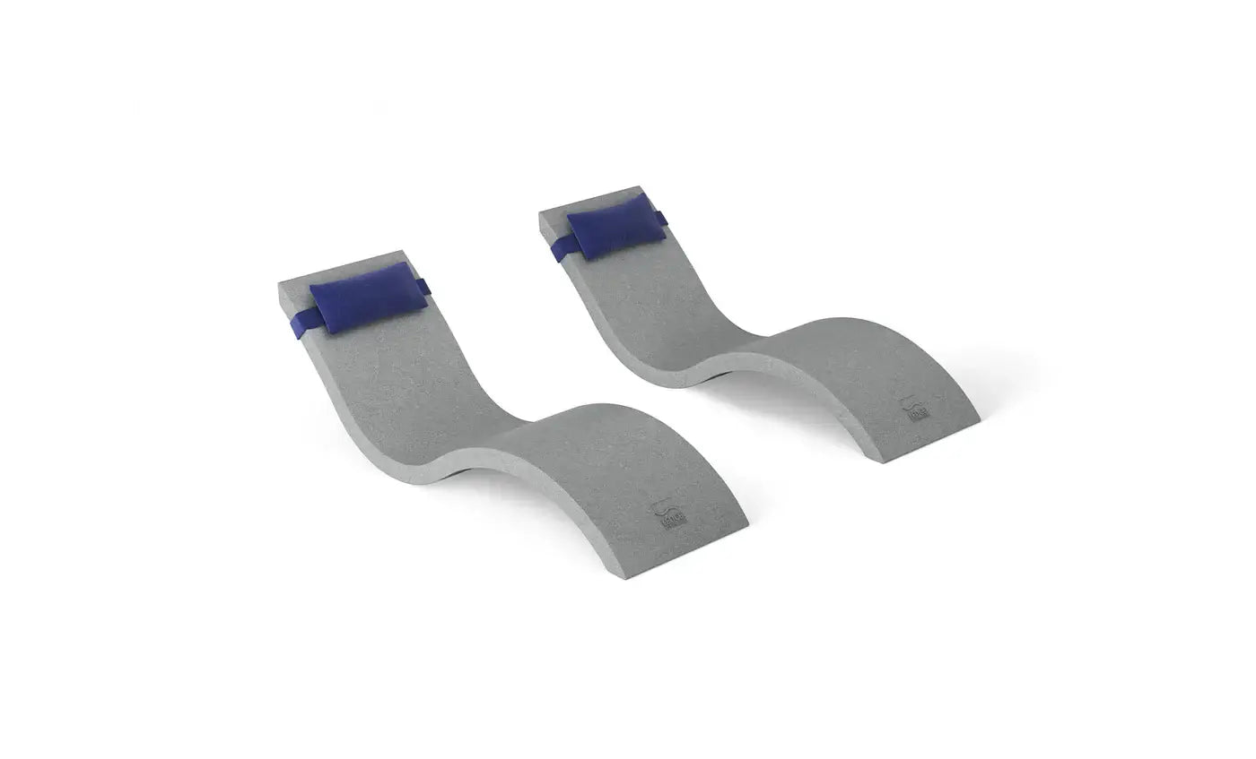 This luxurious set includes two Signature In-Pool Chaise Loungers and two matching Headrest Pillows, designed for ultimate comfort on your pool’s tanning ledge, baja shelf, or sun shelf with water depths of 0-9 inches.