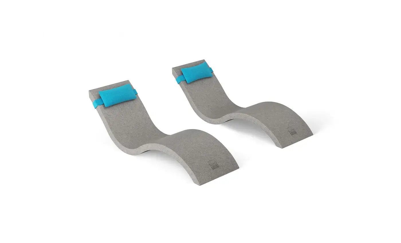 This luxurious set includes two Signature In-Pool Chaise Loungers and two matching Headrest Pillows, designed for ultimate comfort on your pool’s tanning ledge, baja shelf, or sun shelf with water depths of 0-9 inches.