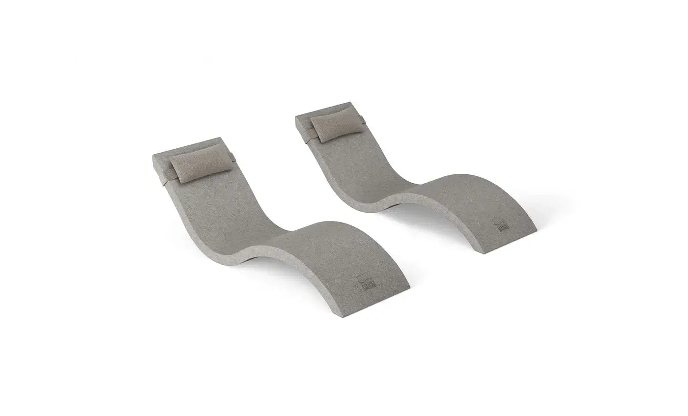 This luxurious set includes two Signature In-Pool Chaise Loungers and two matching Headrest Pillows, designed for ultimate comfort on your pool’s tanning ledge, baja shelf, or sun shelf with water depths of 0-9 inches.