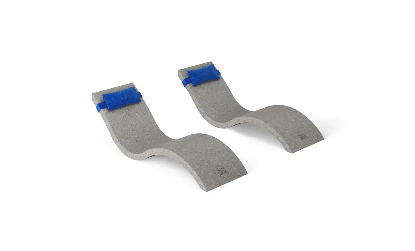 This luxurious set includes two Signature In-Pool Chaise Loungers and two matching Headrest Pillows, designed for ultimate comfort on your pool’s tanning ledge, baja shelf, or sun shelf with water depths of 0-9 inches.