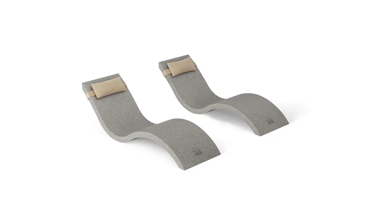 This luxurious set includes two Signature In-Pool Chaise Loungers and two matching Headrest Pillows, designed for ultimate comfort on your pool’s tanning ledge, baja shelf, or sun shelf with water depths of 0-9 inches.
