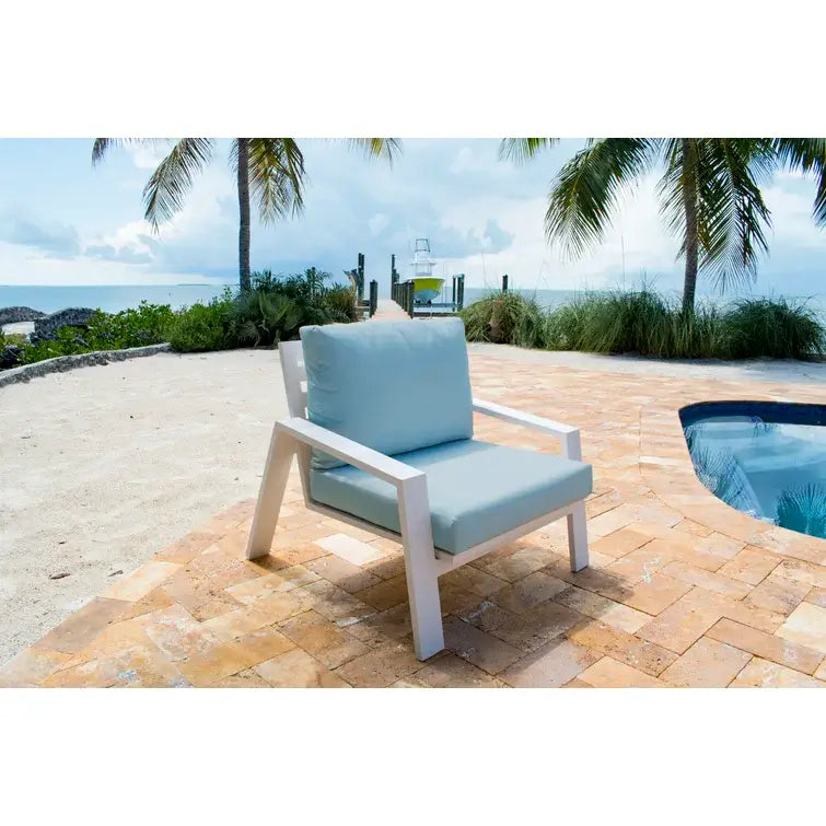Panama Jack outdoor lounge chair made with strong powder-coated finish resistant to corroding and scratching