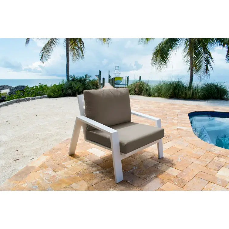 Panama Jack outdoor lounge chair made with strong powder-coated finish resistant to corroding and scratching