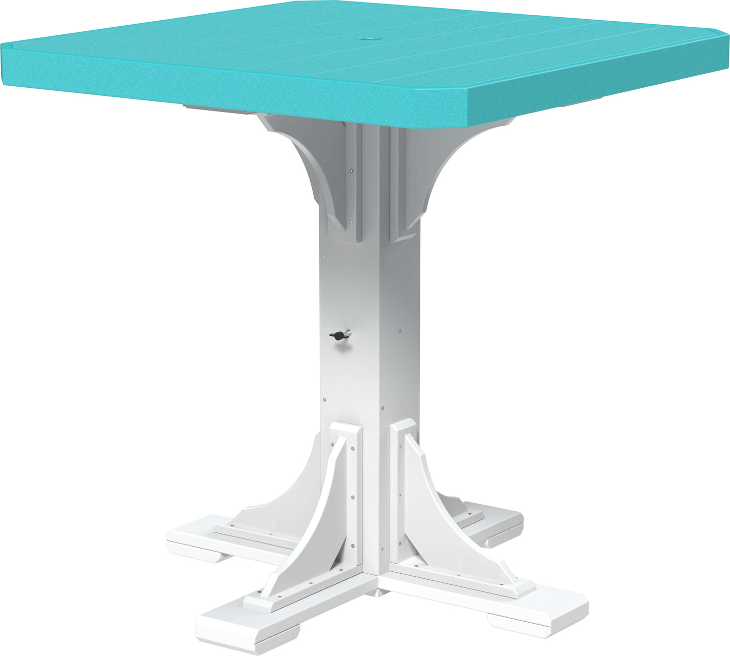 LuxCraft 41" Square Outdoor Dining Table features umbrella hole for added shade and variety of color options