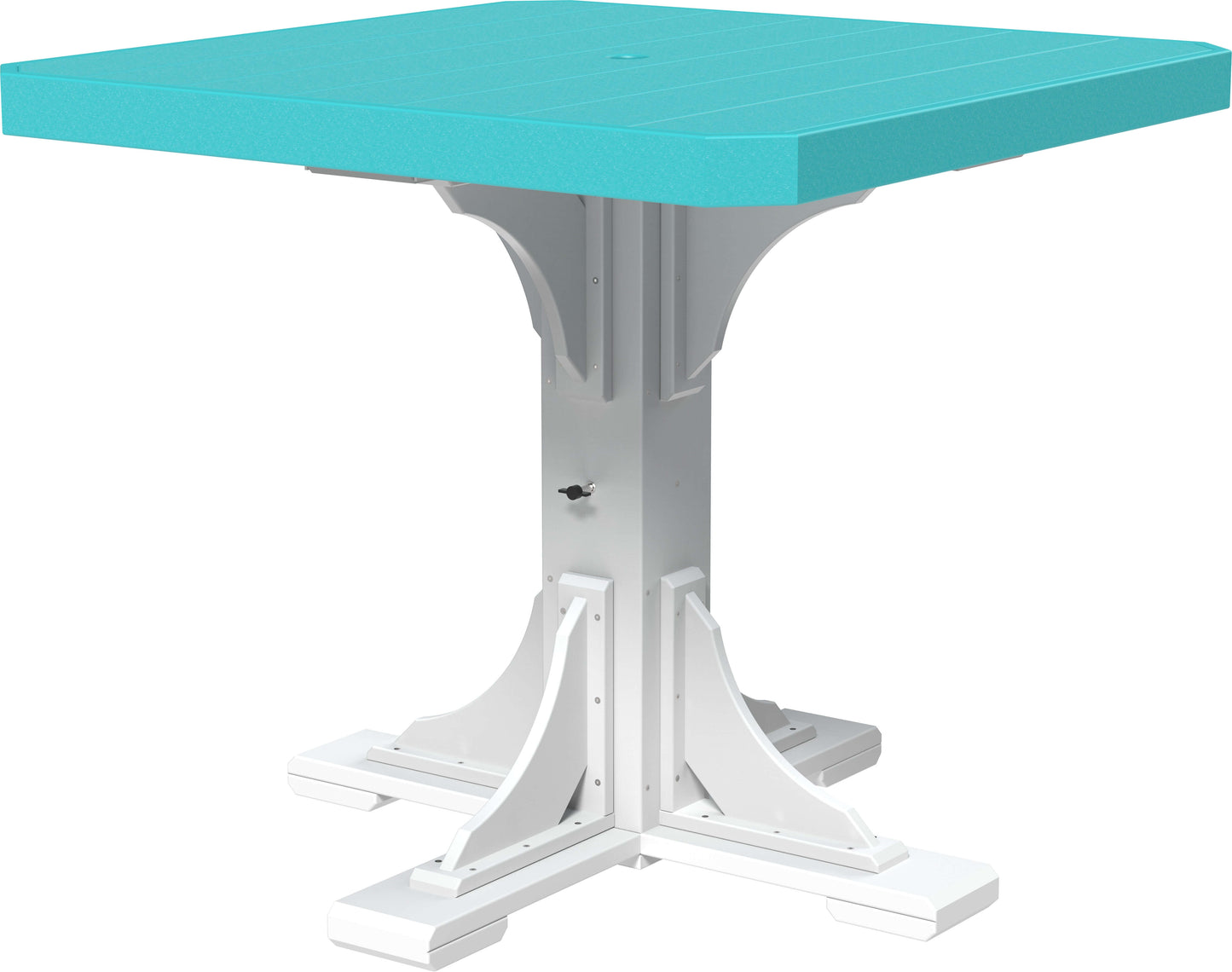 LuxCraft 41" Square Outdoor Dining Table features umbrella hole for added shade and variety of color options