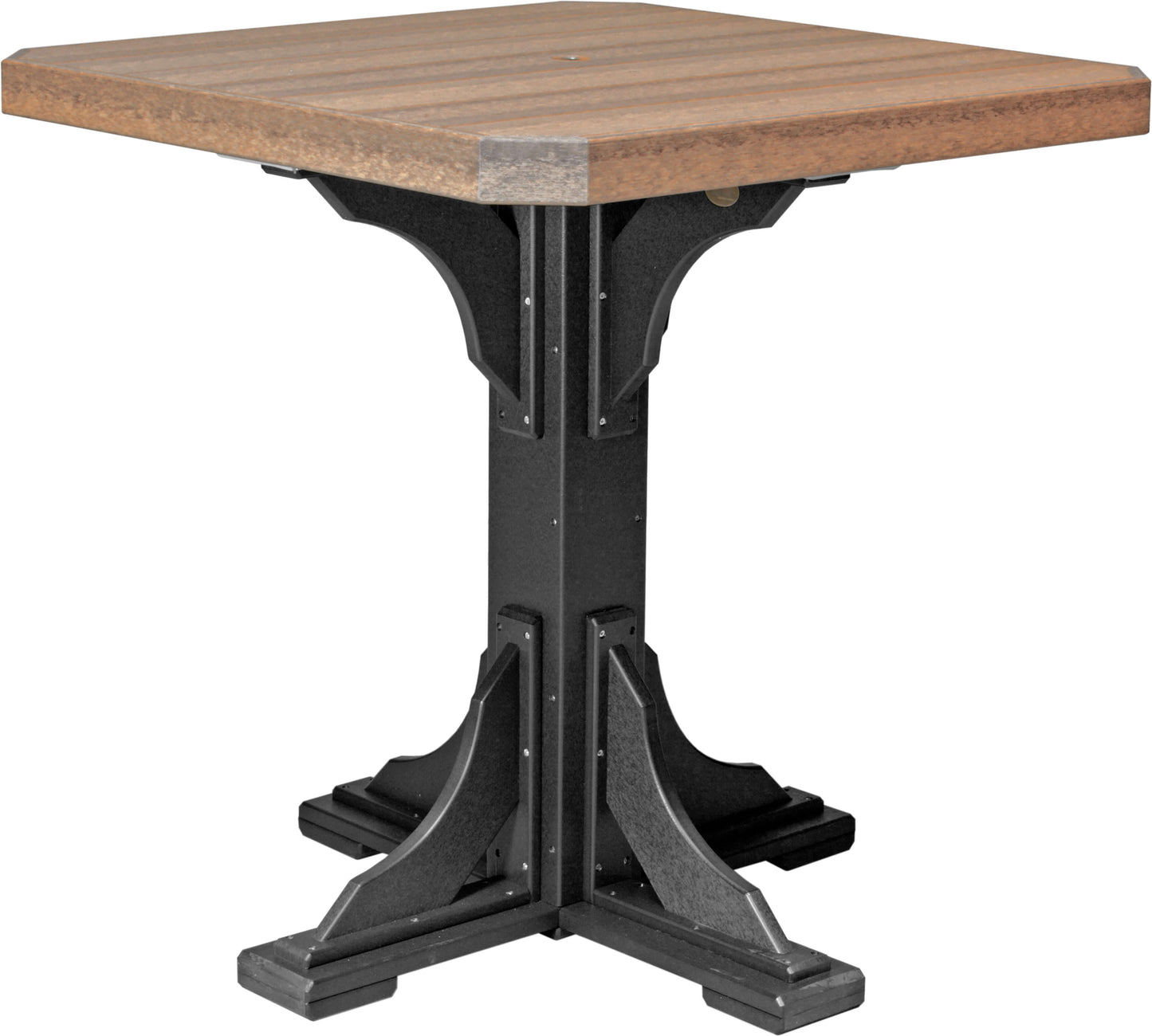LuxCraft 41" Square Outdoor Dining Table features umbrella hole for added shade and variety of color options
