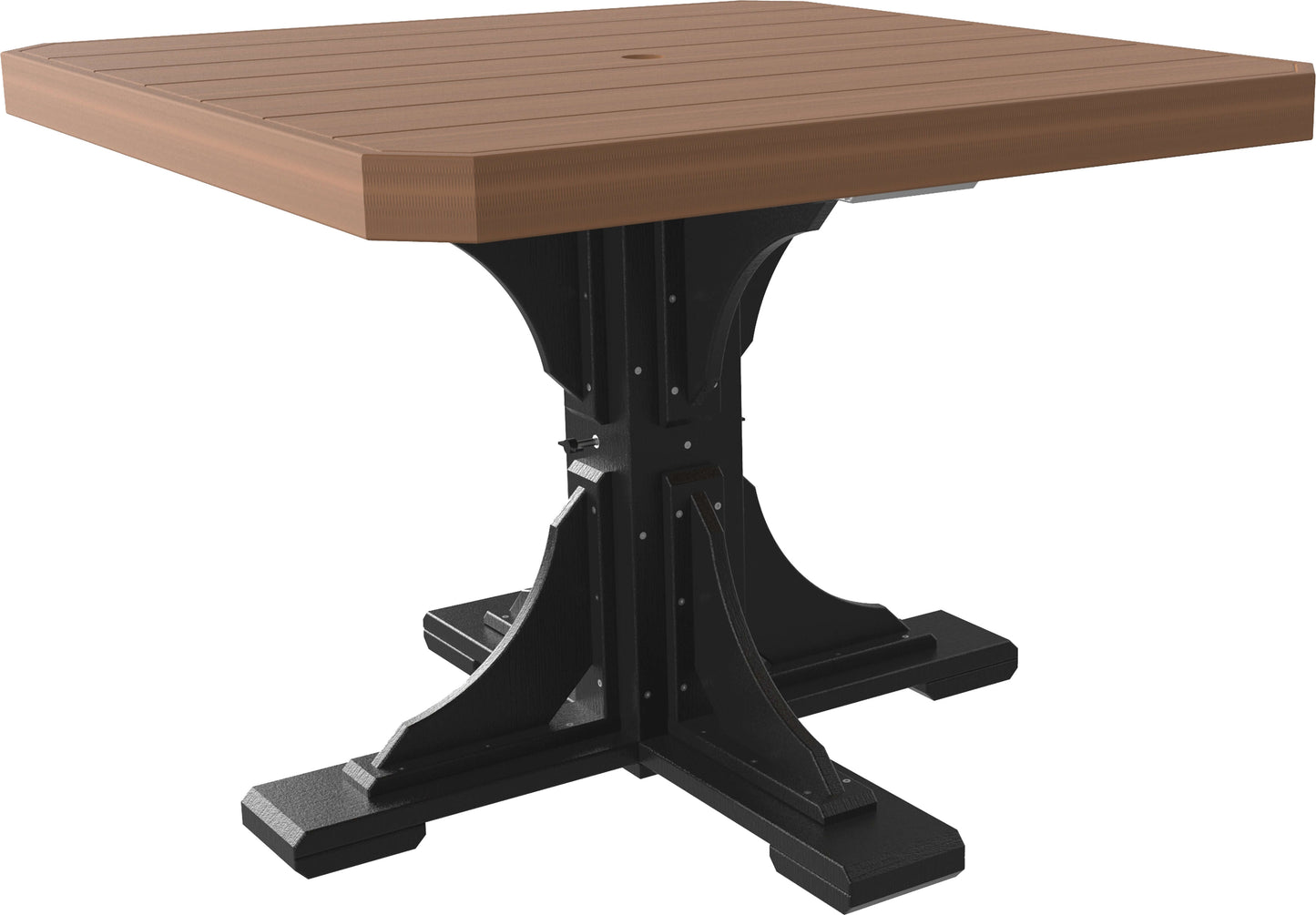 LuxCraft 41" Square Outdoor Dining Table features umbrella hole for added shade and variety of color options