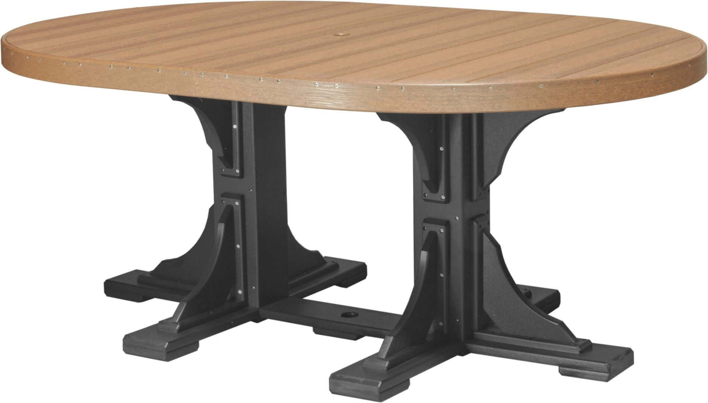 LuxCraft 6' Oval Outdoor Dining Table features umbrella hole for added shade and variety of color options